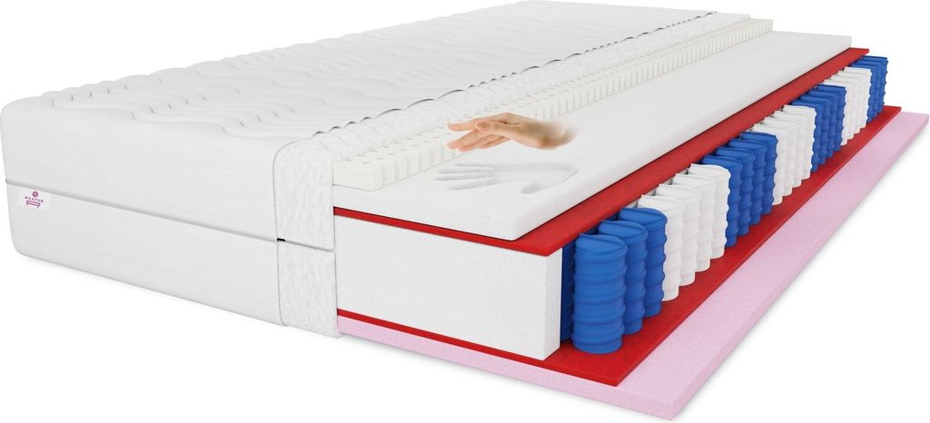VISCO - 7 ZONEN Taschenfederkernmatratze Cailano, 180x200 cm, Matratze Höhe ca. 25 cm, , Härtegrad H3, Farbe: Weiß, inkl. Bezug