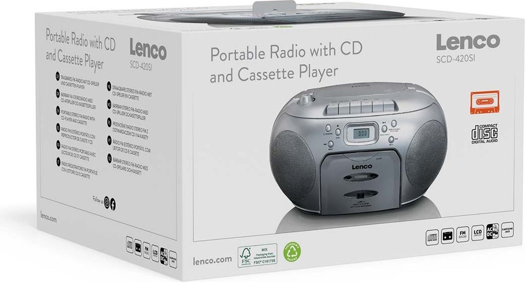 Lenco SCD-420 - Ghettoblaster - Srebrny Zdjęcie produktu 20