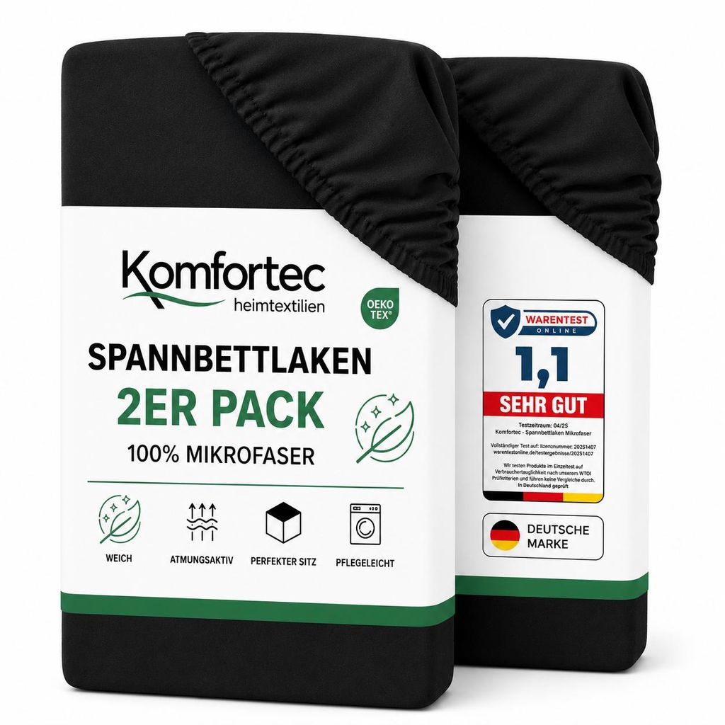 Komfortec Spannbettlaken 2er 140x200 cm, Bettlaken Produktbild  KI-generiertes Bild