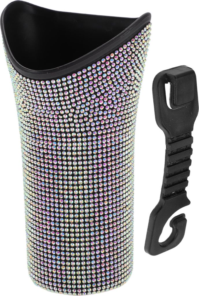 1 Stück Universal Auto Mülltonne Hängend 10x8x19cm Müllbehälter mit Haken Multicolor Kunststoff Strassstein