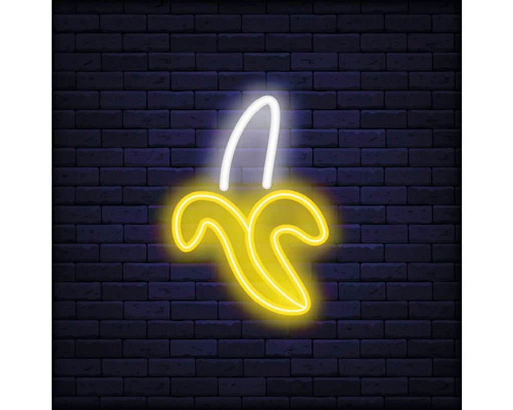 Glasbild Neon Banana 50x50 cm