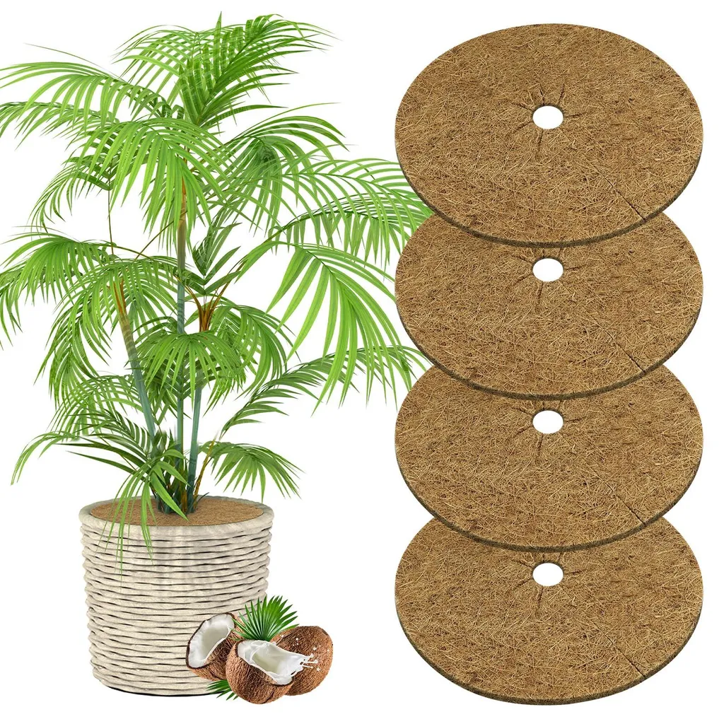 Lot de 4 disques en fibre de coco 40 cm pour protection hivernale jardin