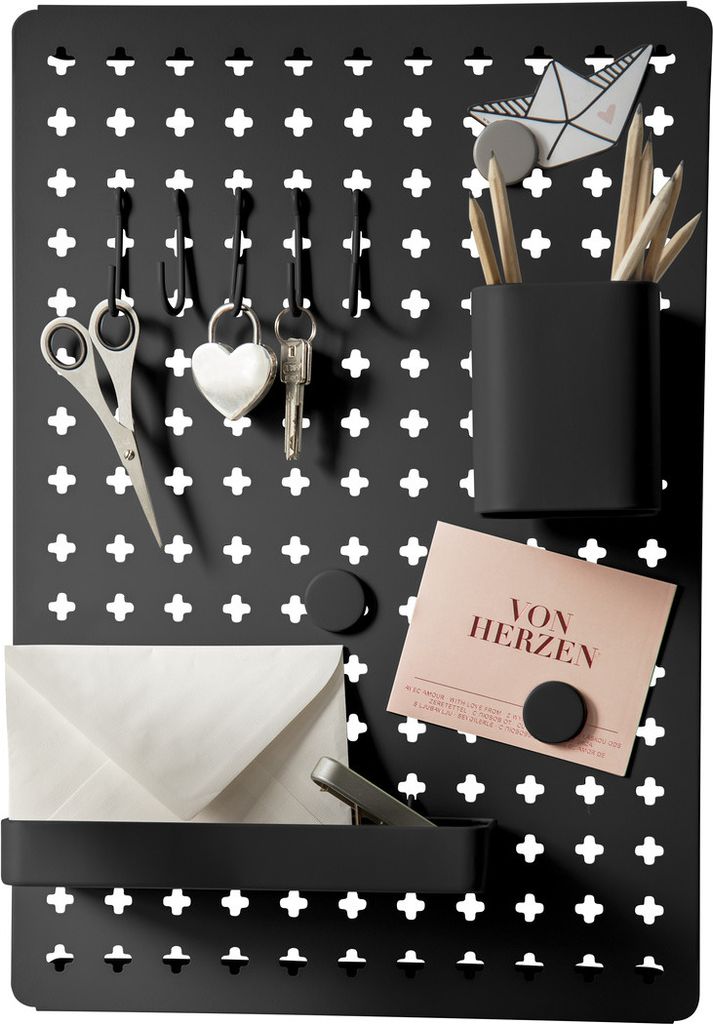 WENKO Wand Organizer Schwarz Memoboard Ablage Magnettafel Schlüssel Pinnwand