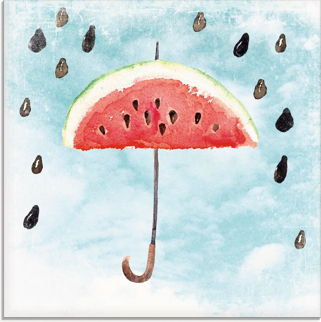 ARTland Glasbild Sommer Melonen Regen Größe: 30x30 cm