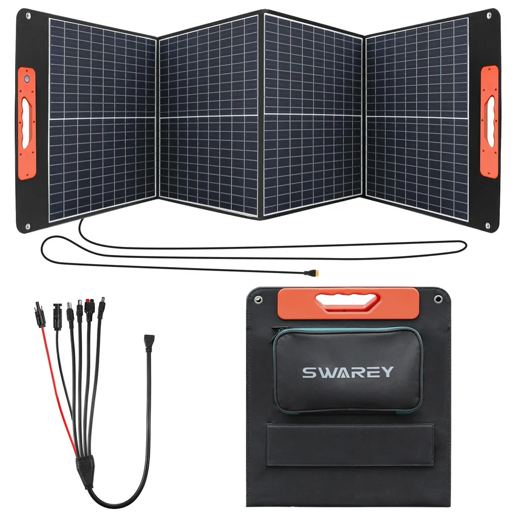 SWAREY BS-100 100W Pannello solare pieghevole Sistema solare mobile Uscite USB-A QC3.0 18W/PD 60W USB-C per la ricarica diretta