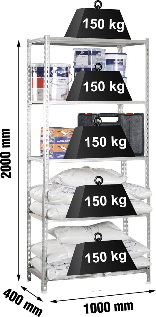 Simonrack Schwerlastregal MADERCLICK PLUS 5/400 778100025201045 silber 100,0 x 40,0 x 200,0 cm