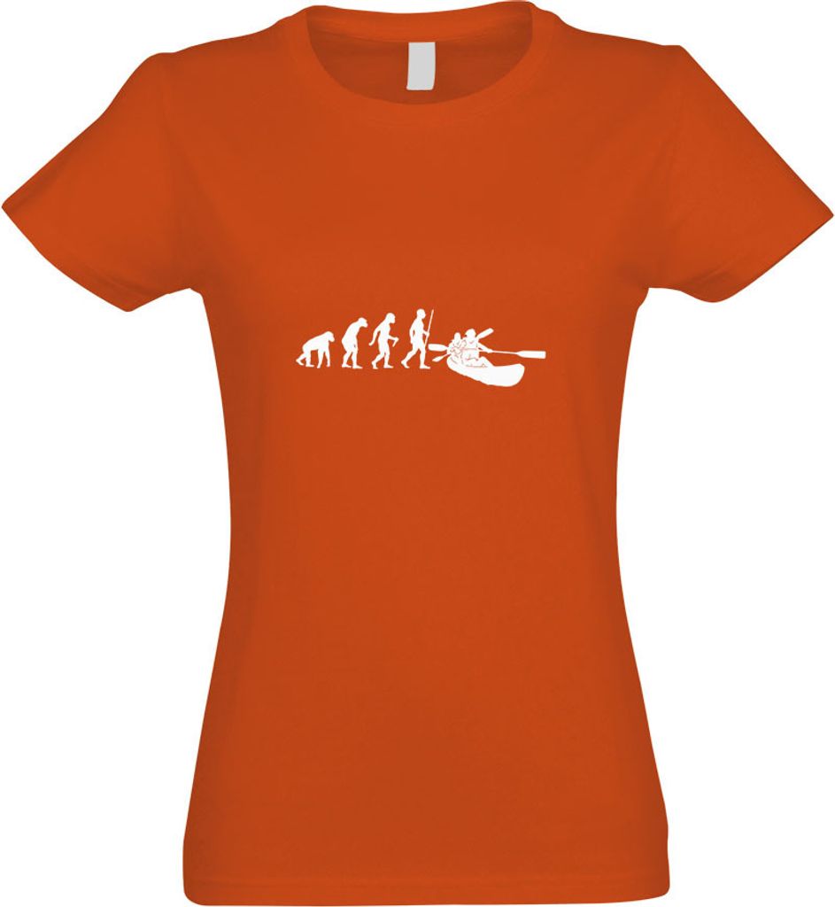 Kiwistar - T-Shirt tailliert - Damen - orange - Kanu Kajak Evolution - mit Motiv Bedruckt - Funshirt Design - Sport - Freizeit - Damen - S