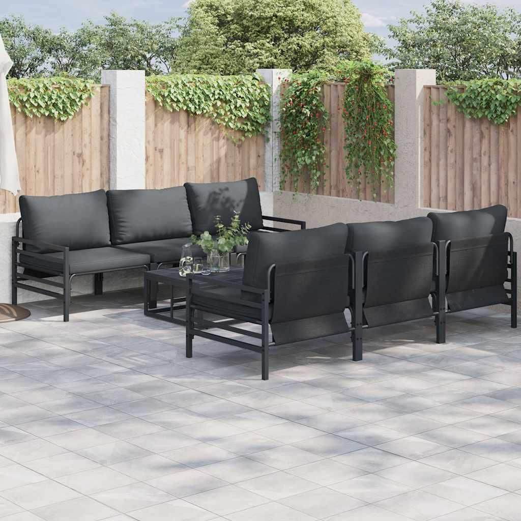 Maison Exclusive - Gartensofa-set mit Kissen 7 pcs Schwarz Stahl