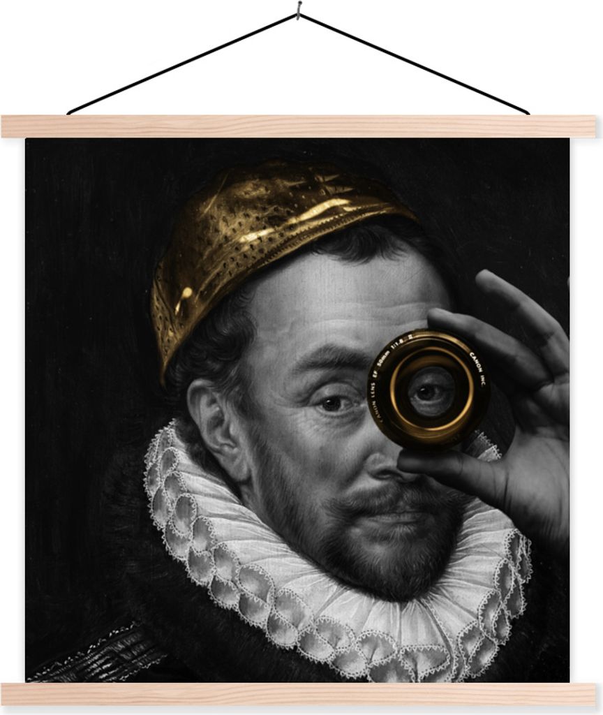 MuchoWow Textilposter Wilhelm von Oranien - Kunst - Gold 60x60 cm mit holzfarbenen Rahmen - Wanddekoration