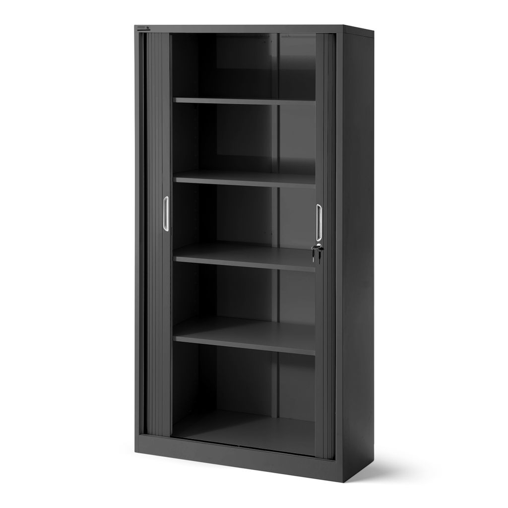 Armoire à Dossiers En Acier Avec Roulettes - 98x80x40 Cm - 2 Portes Verrouillables, Étages Réglables - Gris