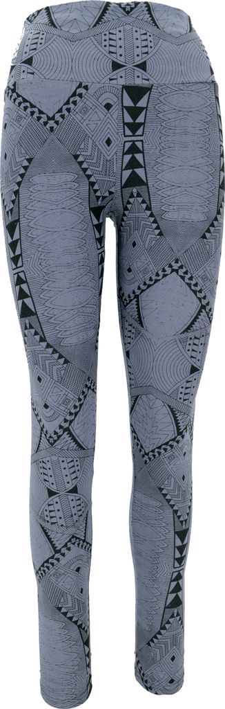 Psytrance Yoga-Hose, Bedruckte Goa Leggings - Grau, Damen, Baumwolle, Größe: L