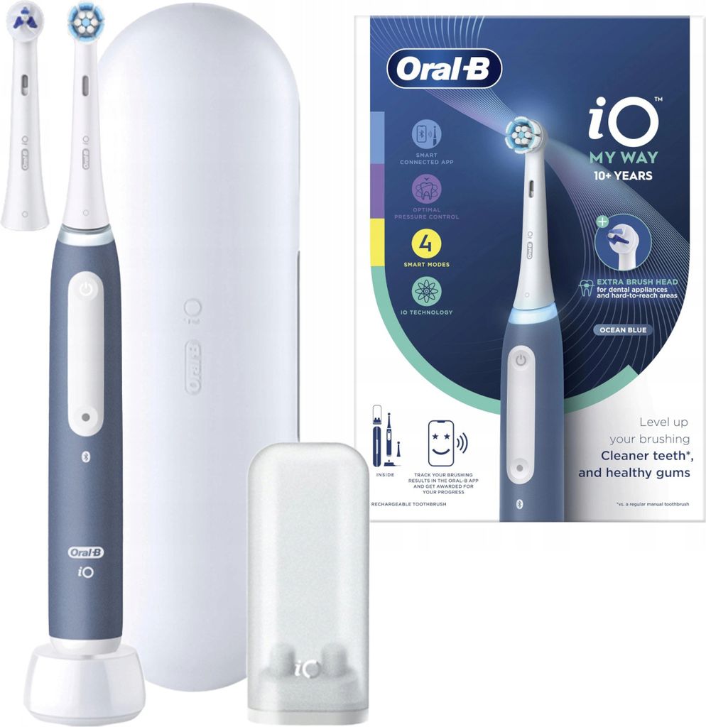 Oral-B iO Series 4 - Ocean Blue Elektrische Zahnbürste Intelligente Reinigung Mit Etui