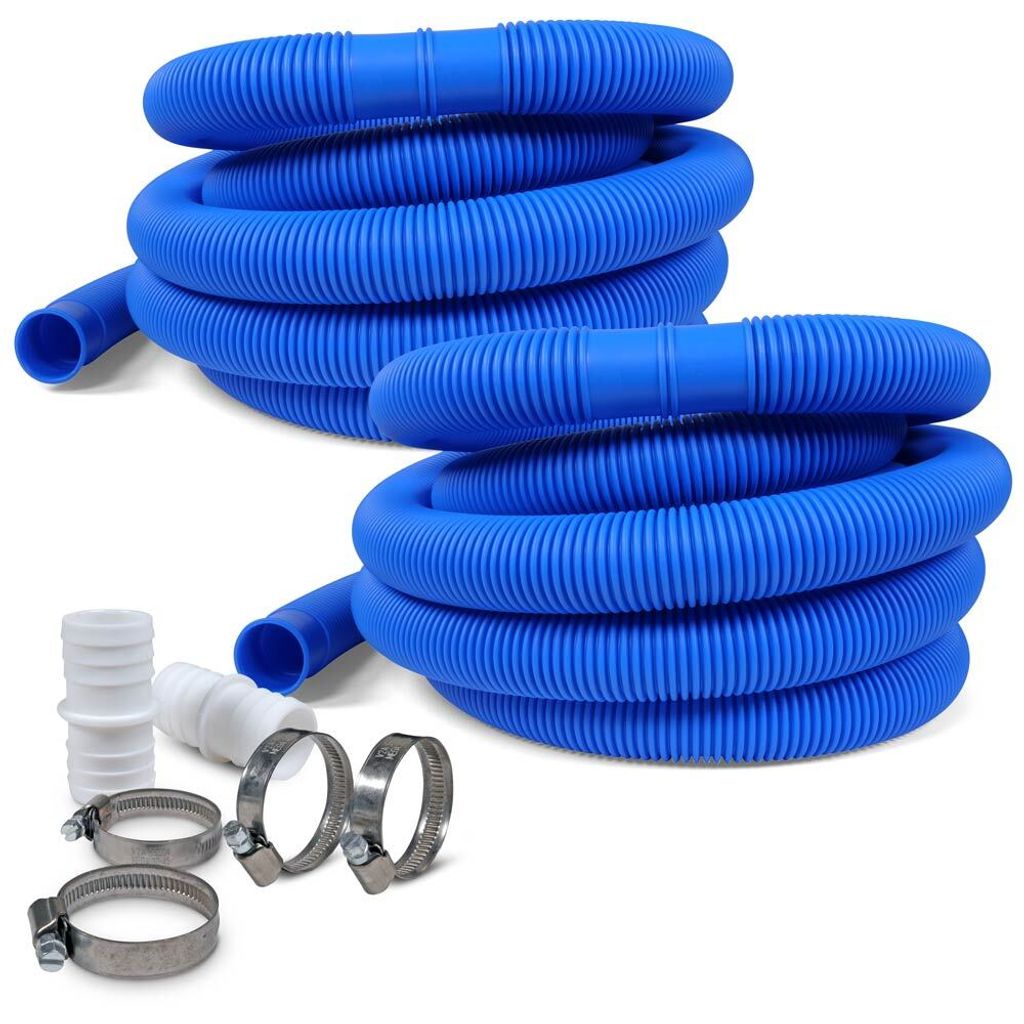 SET> 2x 6,00m Schwimmbad Schlauch, blau Ø 38mm