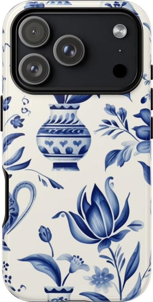Blaues Blumenmuster im Delft-Stil – Hülle Kompatibel mit iPhone 17 Pro