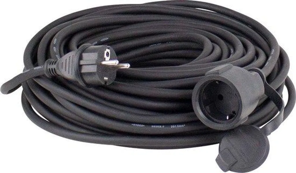 Rallonge de jardin 10m IP44 noire pour tondeuse et outils extérieurs