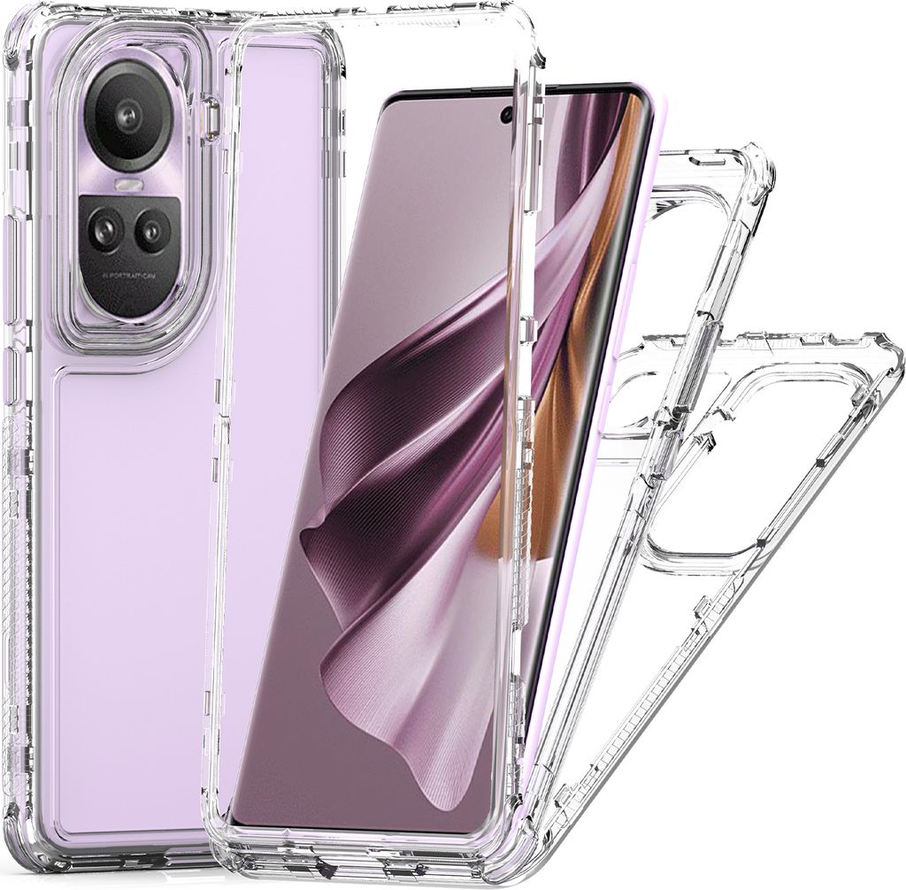 Transparente Handyhülle für Oppo Reno10 Pro Stoßfeste TPU und PC Hybrid Klar Hülle