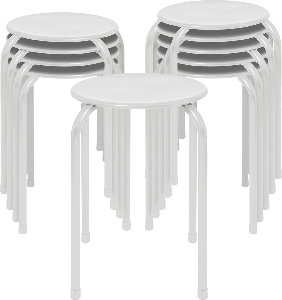 Harbour Housewares Stapelhocker aus Metall – Mattweiß – Produktbild 