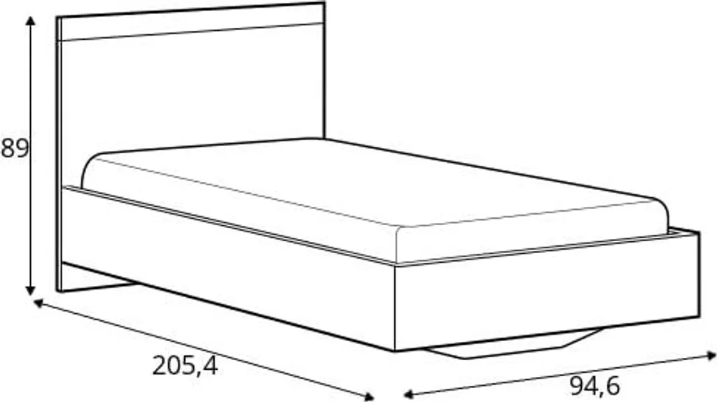 Lit simple pour adolescent modèle Vigo - Structure robuste en bois 90x200