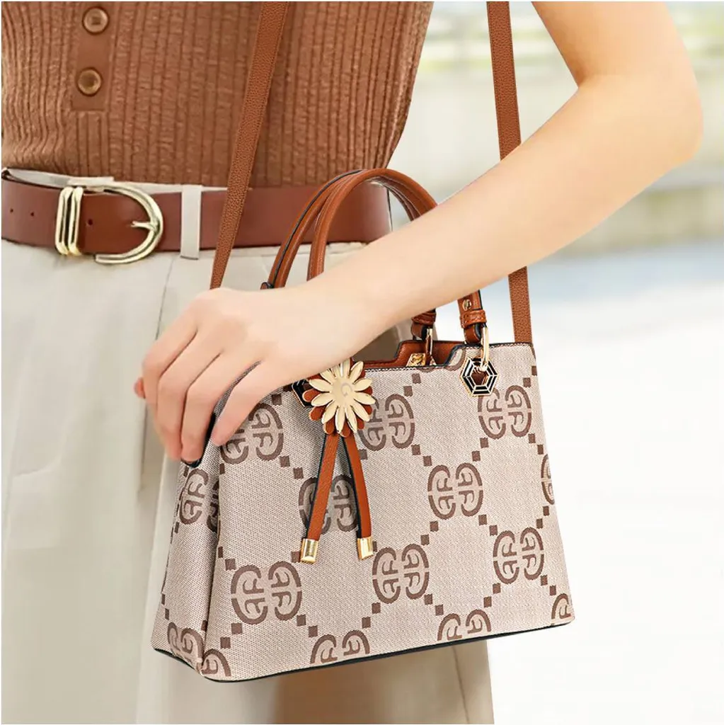 Gallantry, borsa da donna con stampa e tracolla, marrone - 3