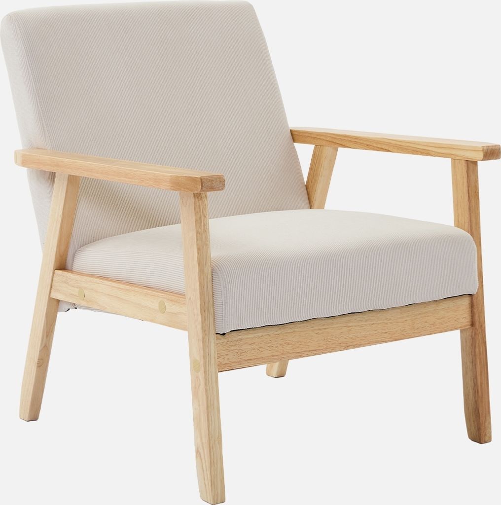 sweeek - Skandinavischer Sessel aus Holz und Cord - Creme