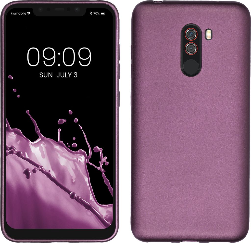 kwmobile Case kompatibel mit Xiaomi Pocophone F1 Hülle - Schutzhülle aus Silikon metallisch schimmernd - Handyhülle Metallic Lavendel