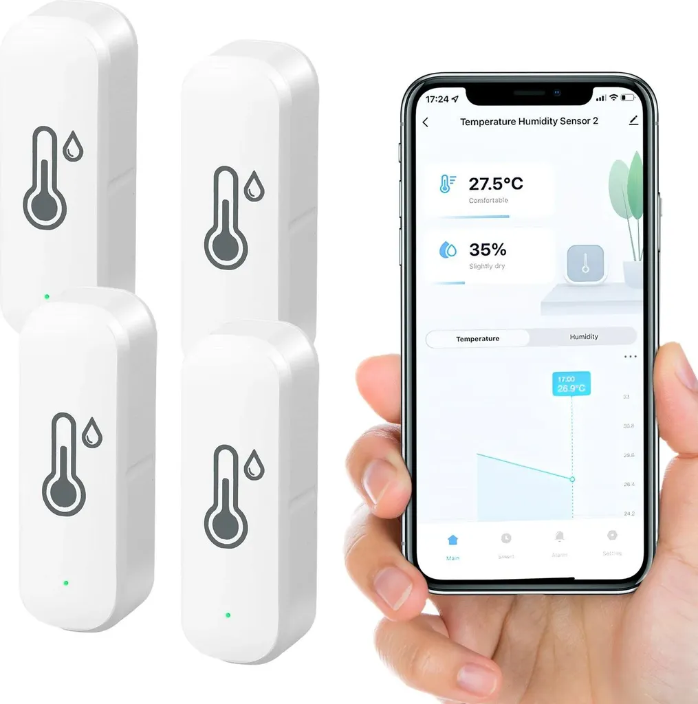 Set 4 Sensori WiFi Temperatura Umidità Rosa - Smart Home Automation