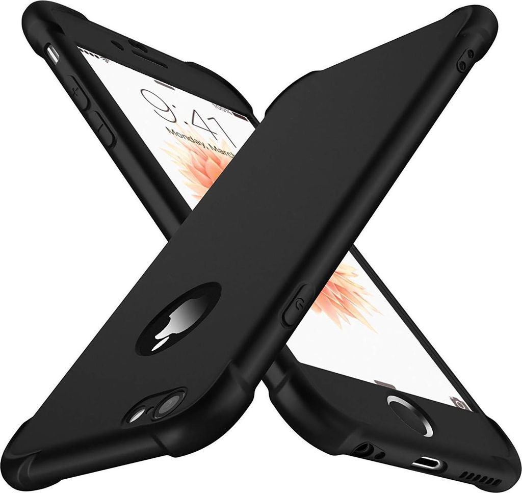 Silikonhülle Und Glas Für Iphone 6/6S Schwarz Stark