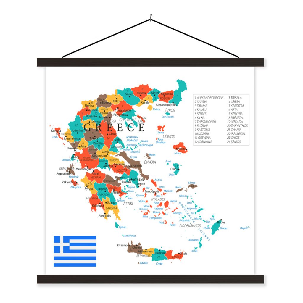MuchoWow® Textilní plakát - Barevná mapa Řecka - 90x90cm - Obrázek produktu 