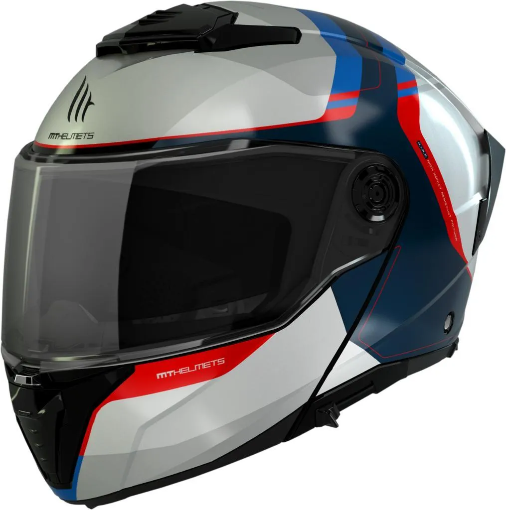 Fini la Buée avec le Casque MT Atom 2 SV Emalla Blanc Bleu Rouge en XS