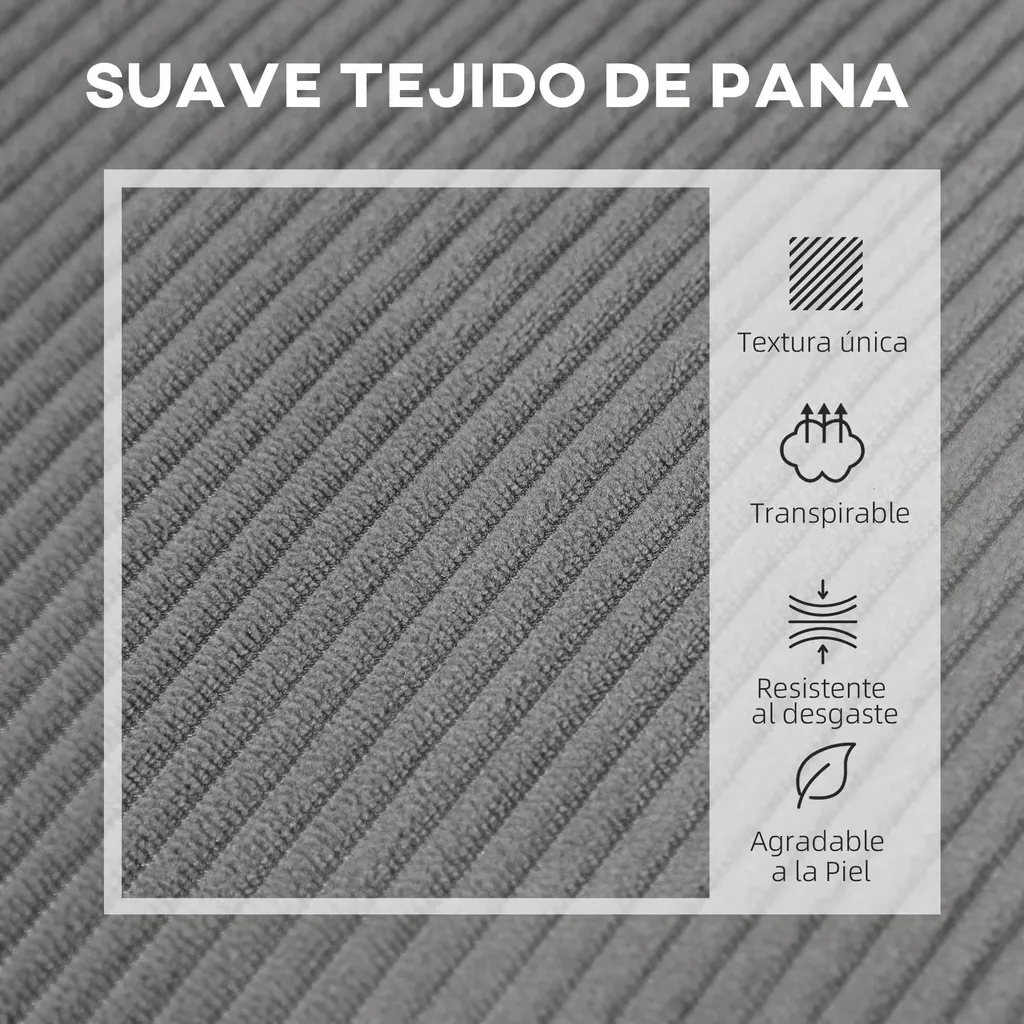 Canapé 2 places USB et Type C intégré - Structure robuste 240 kg Gris