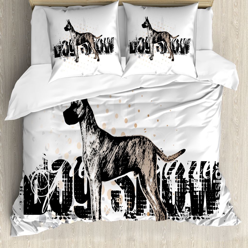ABAKUHAUS Hundeliebhaber Bettbezug Set für Einzelbetten, Skizze des Hundes, Milbensicher Allergiker geeignet mit Kissenbezug, 200 cm x 200 cm - 80...
