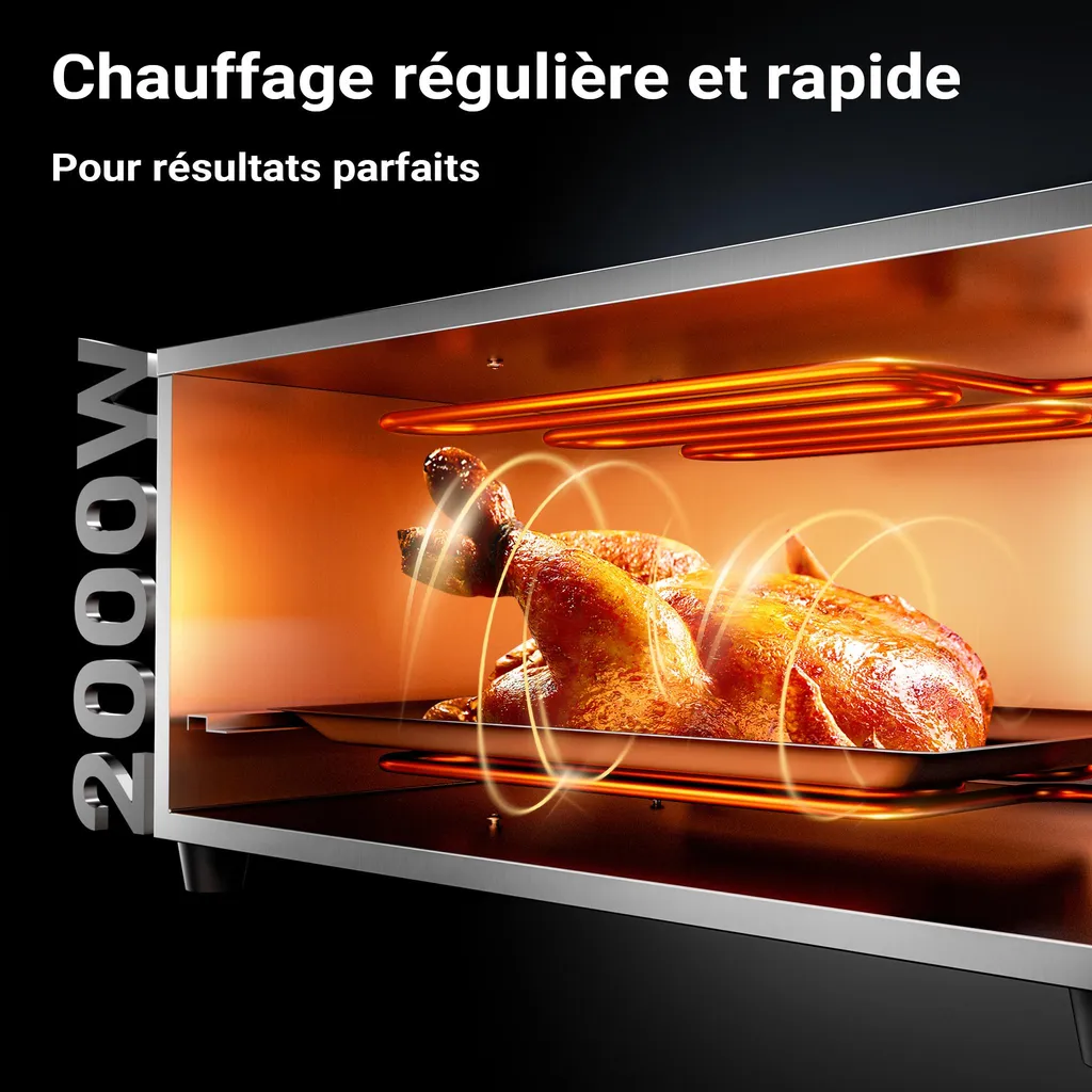 Four à pizza électrique professionnel 2000W avec pierre de cuisson - 5
