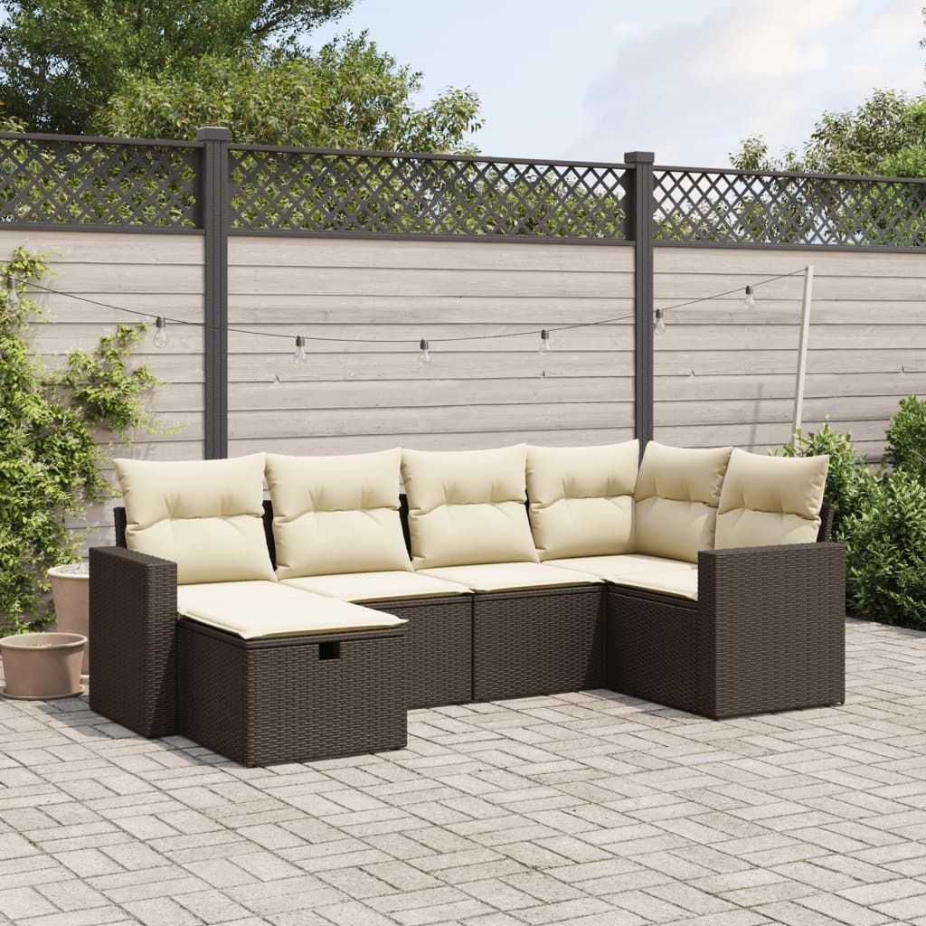 Maison Exclusive - 6-tlg. Garten-Sofagarnitur mit Kissen Braun Poly Rattan