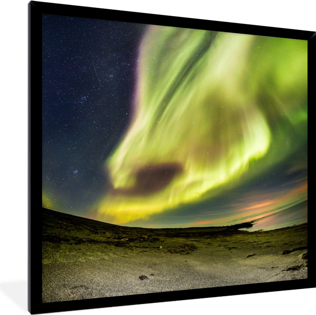 MuchoWow® Gerahmtes Poster Nordlichter - Island - Orange - Produktbild 