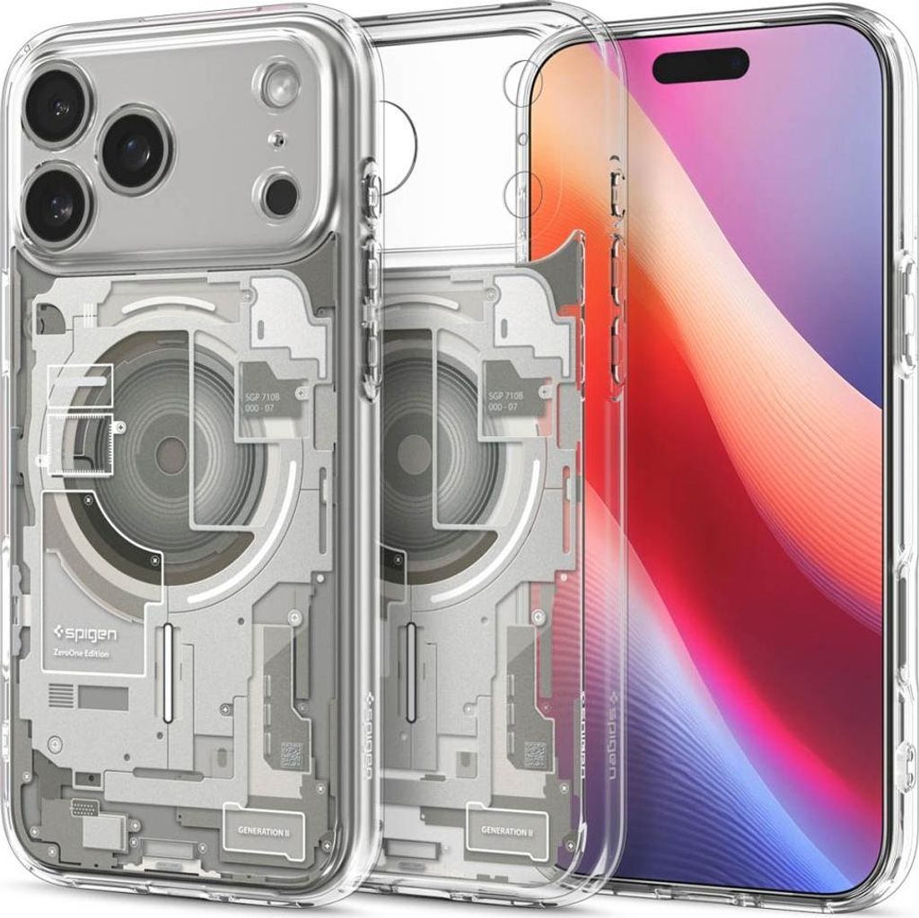 Spigen Ultra Hybrid (MagFit) Zero One, Cover, Apple, iPhone 17 Pro, 16 cm (6.3"), Titan, Transparent