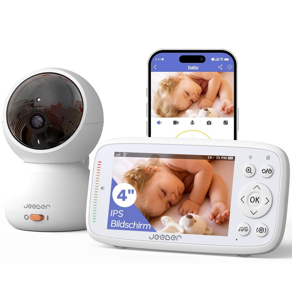 Babyphone Jeebber avec caméra et écran – Écran IPS 4 Image du produit 