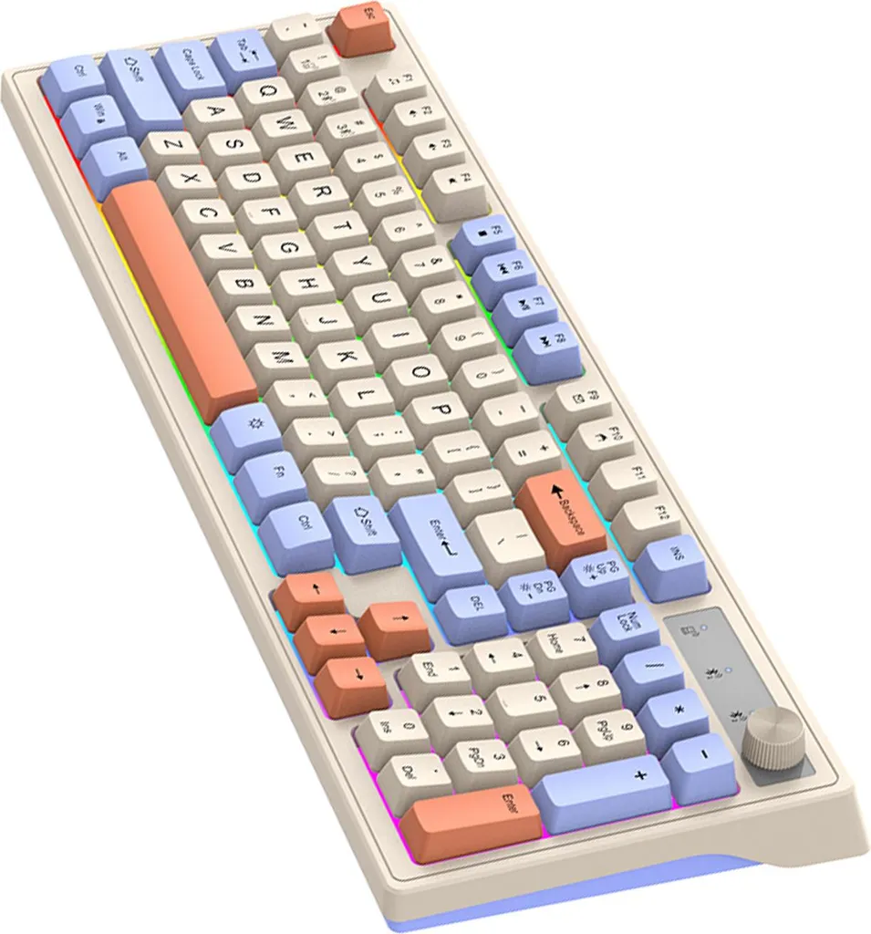Clavier mécanique rétroéclairé K98 sans fil avec bouton de volume