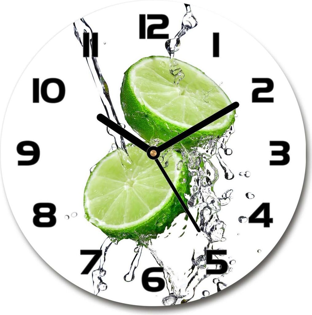 Wanduhr aus Glas 30fi Glasbild Glasuhr Gehärtetes Glas - schwarze-zeiger - Limes and water