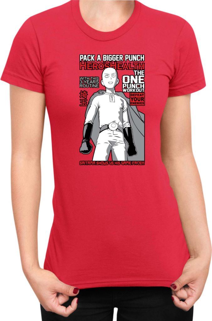 Damen T-Shirt Manga Japan Anime Comics Animation One manga Punch Anime Man 048, Lady 2XL / Rot
