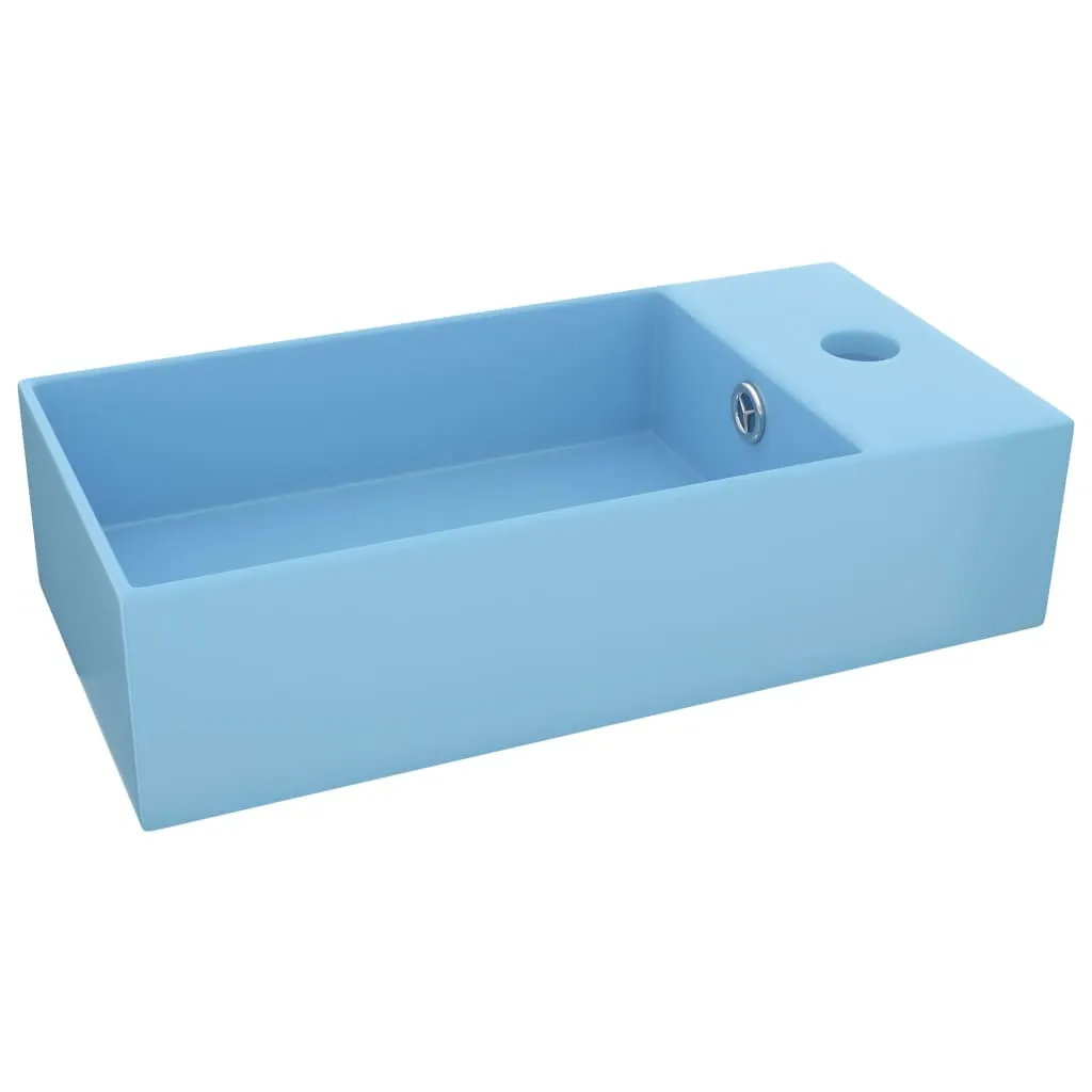 Lavabo Azzurro Vetroceramica Troppopieno | Soluzione Salvaspazio