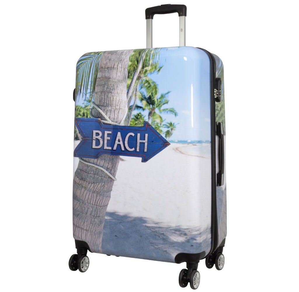 Hartschale großer Reisekoffer Beach Strand Motiv Trolley 4 Rollen bunt Größe L