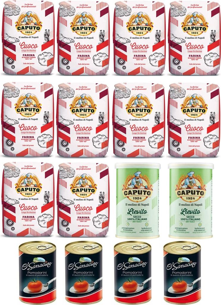 Testpaket 10x Farina Molino Caputo + 2x Caputo Trockenhefe + 4x O'Sarracino Pomodorini 400g