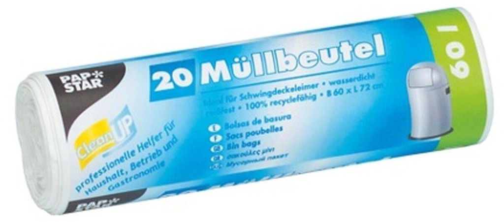 Papstar 12334, 60 l, Weiß, Hart-Polyethylen (HDPE), 720 mm, Produktbild 