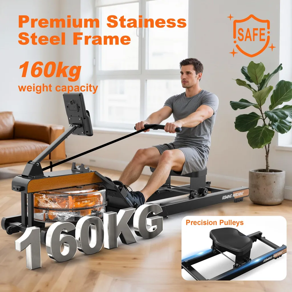 Rameur cardio pour entraînement à domicile résistance eau et 300 lb