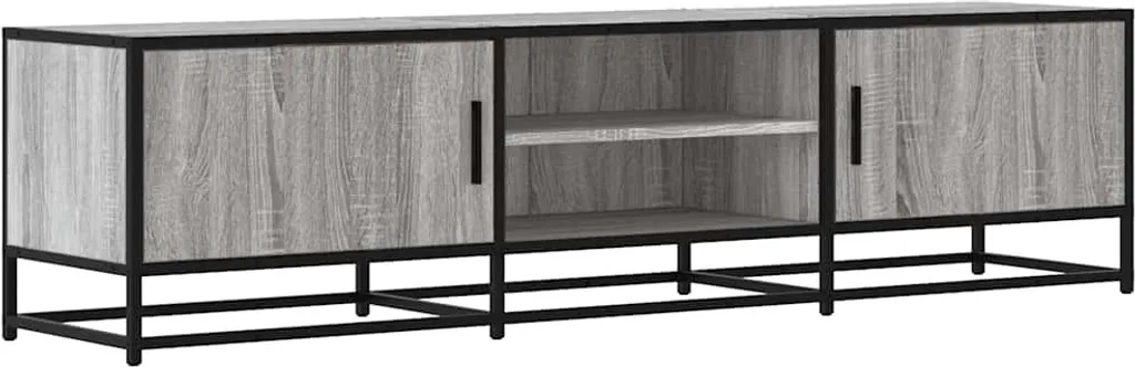 Mobile TV grigio Sonoma 160x35x41 cm in legno e metallo