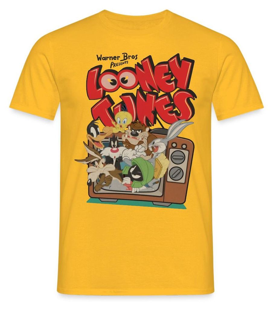 Spreadshirt Looney Tunes Bug Bunny Alle Im TV Retro Classic Männer T-Shirt, XXL, Gelb