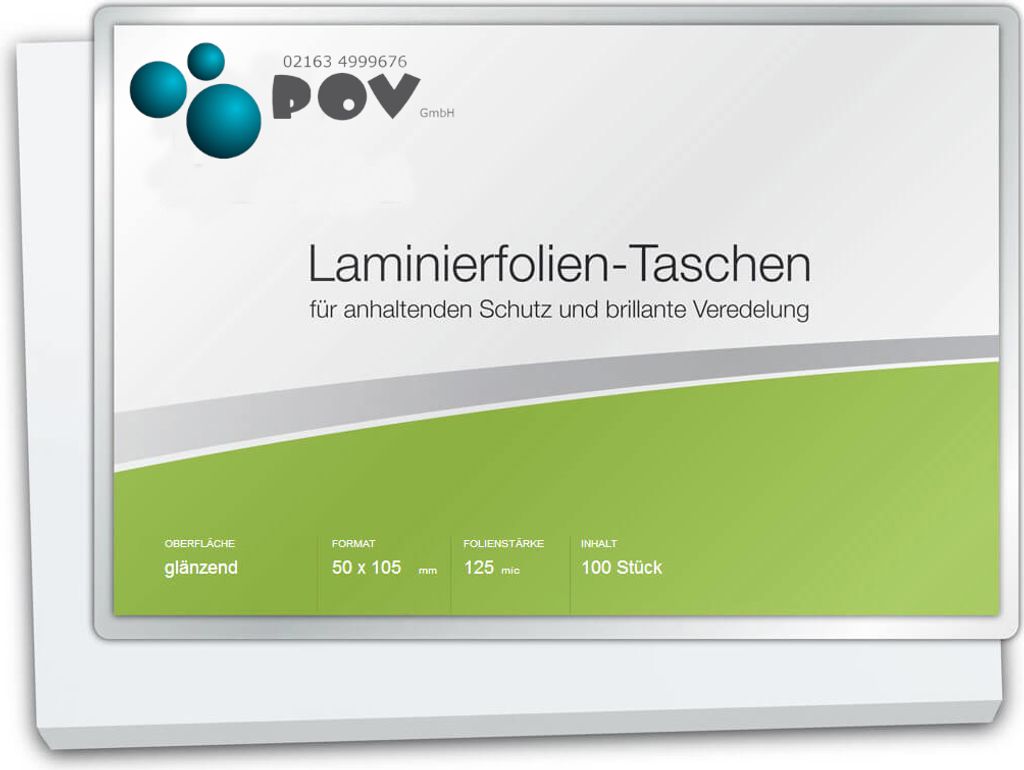 Aktion: Laminierfolien 50 x 105 mm, 2 x 125 mic , glänzend, für Thekenpreisschilder