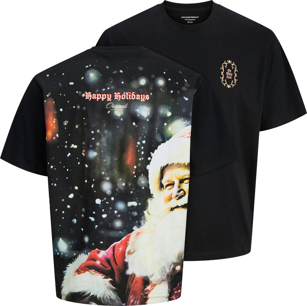 Jack&Jones Xmas T-Shirt schwarz XXL Rückenprint Santa