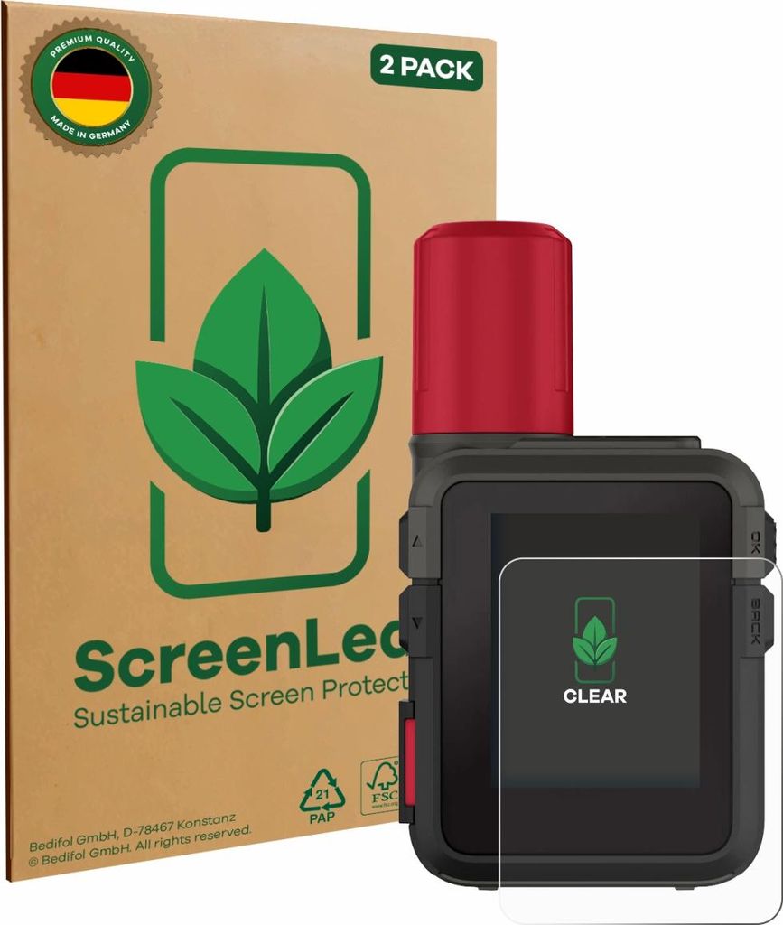 2x ScreenLeaf Schutzfolie für Garmin inReach Mini 3 Plus nachhaltiger Displayschutz Display Schutz Folie Klar Transparent