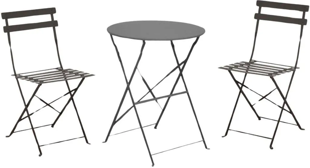 Salon de Thé Cuba pour Terrasse : Petite Table Ronde et 2 Chaises Grises